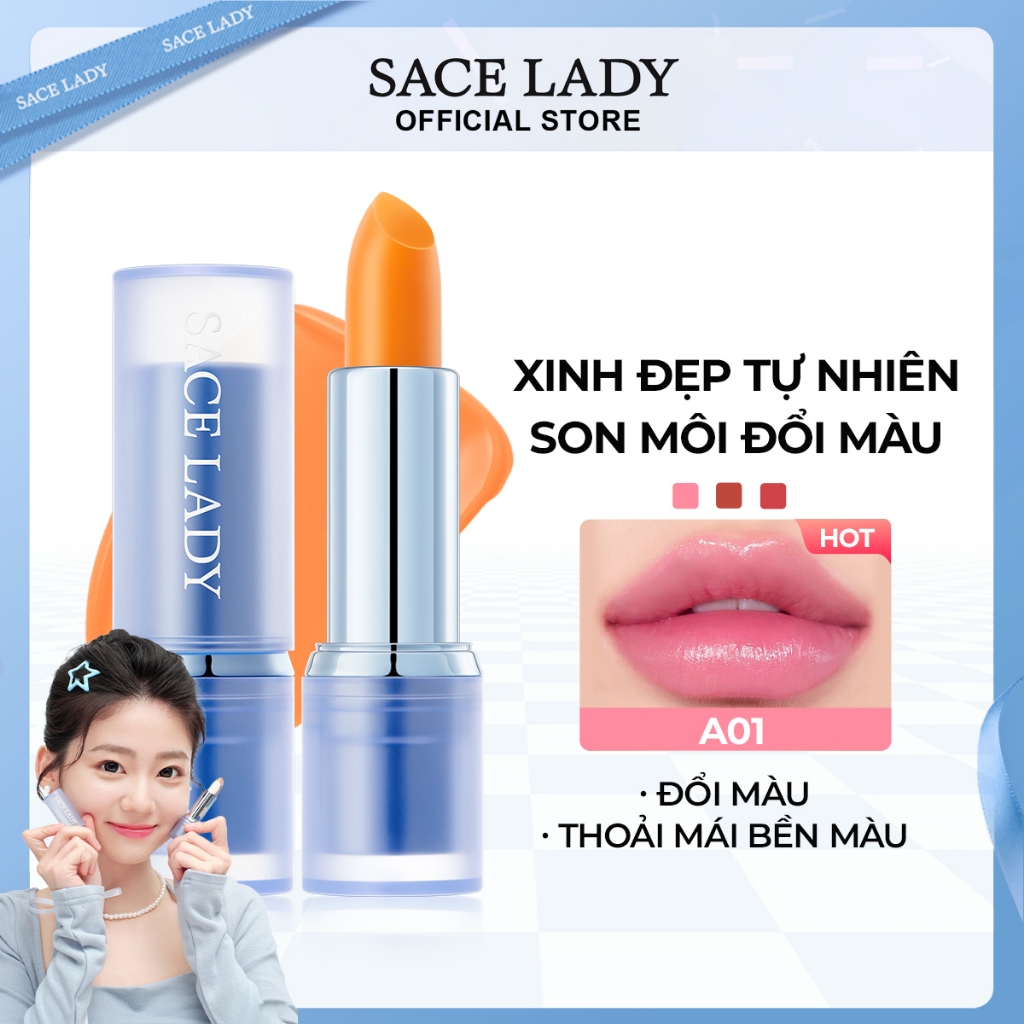 Son Dưỡng Môi SACE LADY Thay Đổi Màu Sắc Dưỡng Âm Mịn Màng Trang Điểm Môi Nhẹ Nhàng 3.5g