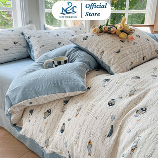 Bộ chăn ga gối Cloudy M2T bedding họa tiết đáng yêu, vỏ chăn (mền), drap ga giường và 2 vỏ gối