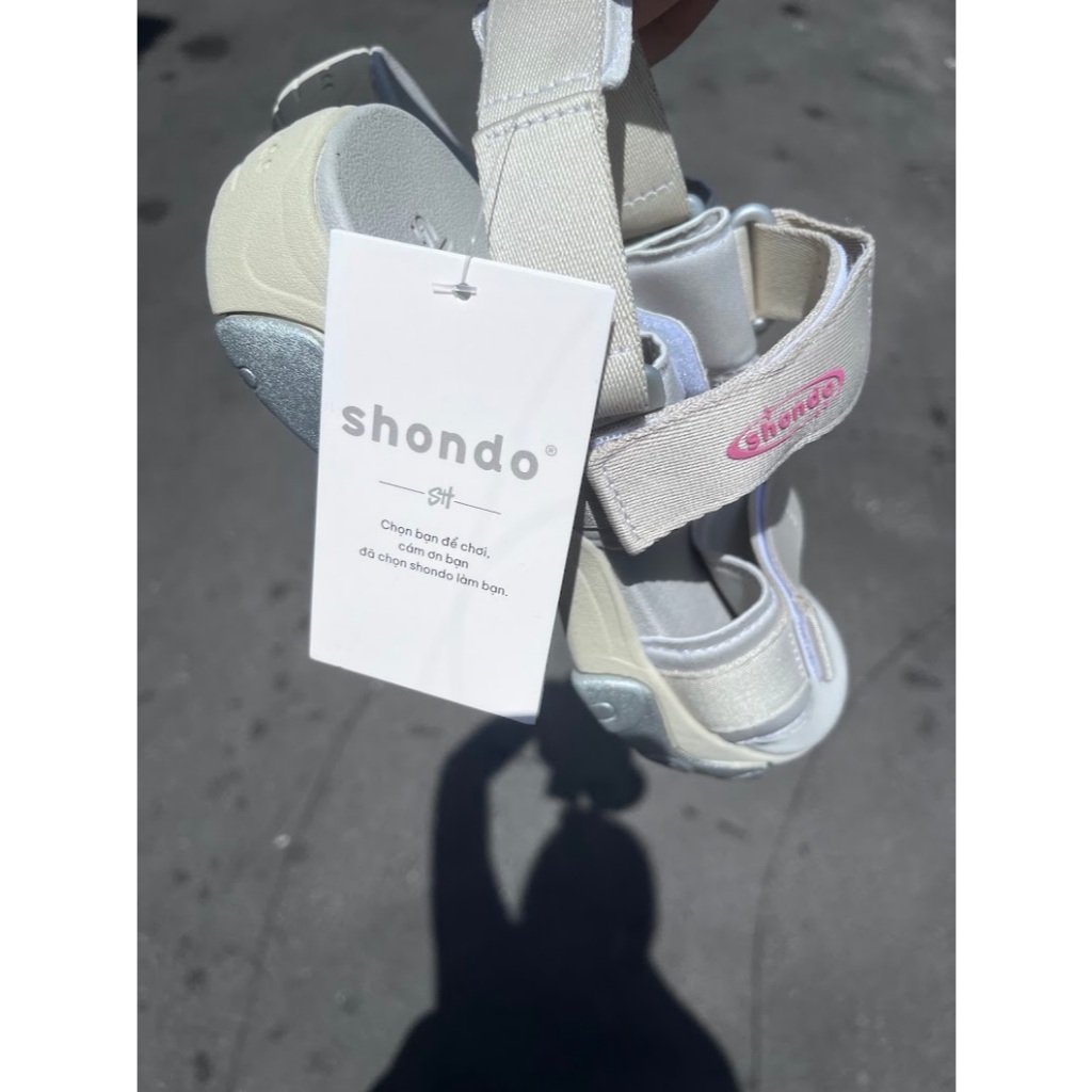 Ảnh Sandal Shondo nữ Girly quai thun màu xám be GIM2520 4