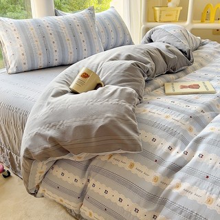 Bộ chăn ga gối Cloudy M2T Bedding drap giường kẻ Hàn Quốc miễn phí bo chun ga giường bọc đệm