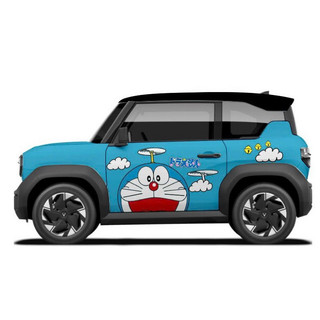 Tem 2 bên Sườn Xe Ô tô VF3 DOREMON, Team Decal Oto DORAEMON xanh