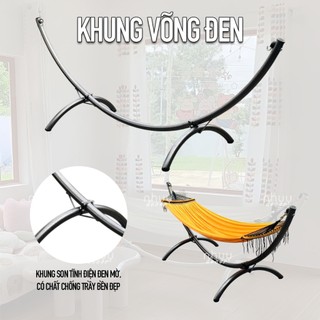 Võng bán nguyệt LOALOAHOME lắp ráp khung thép mạ kẽm sơn tĩnh điện chịu lực 300kg, lưới võng bền đẹp