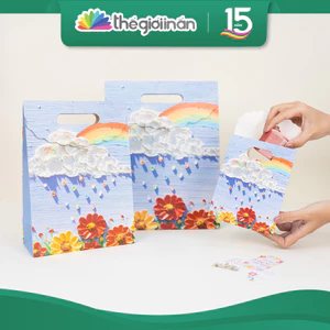 Set 5 Túi Giấy Đựng Quà Tặng Nắp Gập Hoạ Tiết 3D Dễ Thương