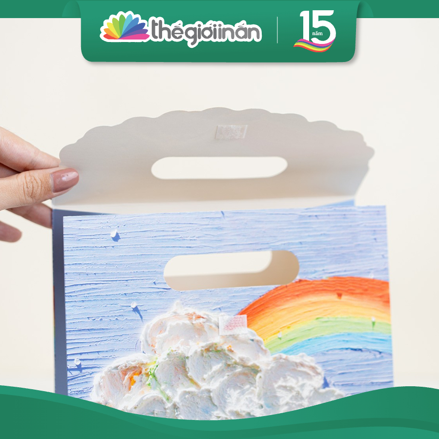 Set 5 Túi Giấy Đựng Quà Tặng Nắp Gập Hoạ Tiết 3D Dễ Thương