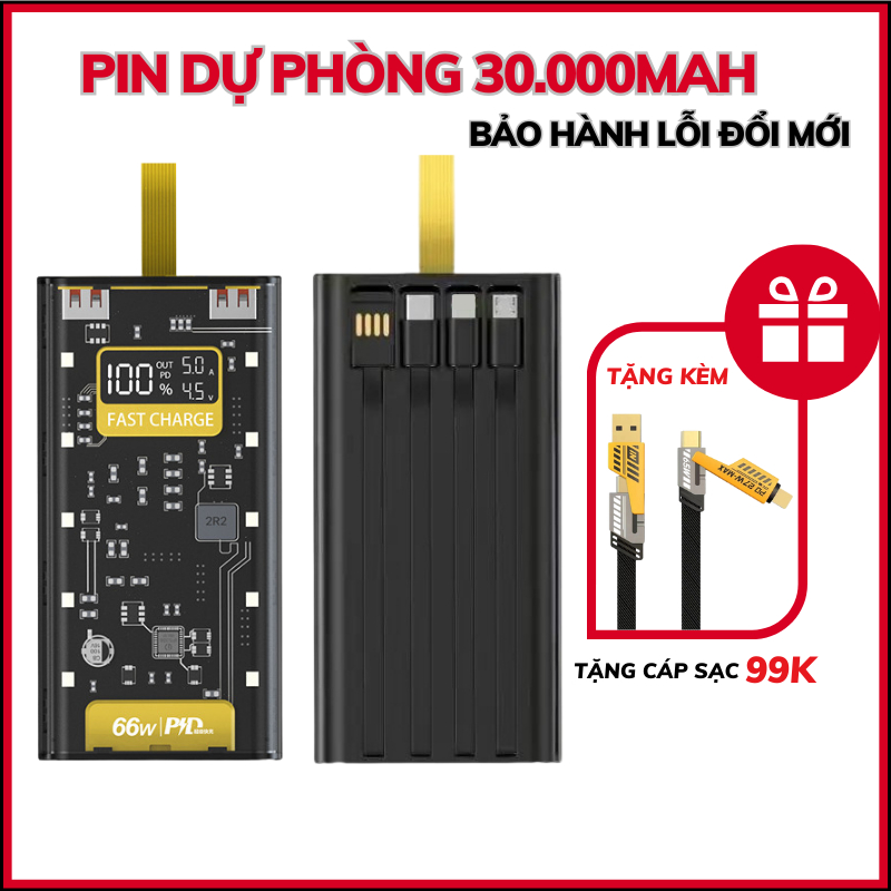Sạc Dự Phòng 30000mAh Trong Suốt Với 2 Cổng Sạc Nhanh 22.5w Sạc Dự Phòng 30000mAh Trong Suốt Với 2 Cổng Sạc Nhanh 22.5w