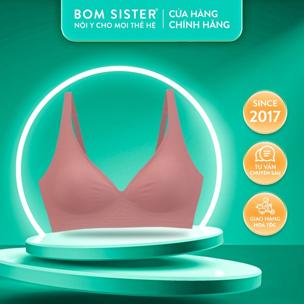 Ảnh Áo lót nữ su, áo ngực không gọng mút mỏng thoải mái màu trơn dây áo liền siêu êm BOM SISTER MU0320 1