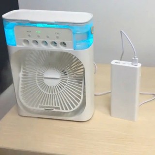 Quạt Điều Hoà Mini Để Bàn, Quạt Phun Sương, Quạt Hơi Nước Tạo Độ Ẩm Sạc Tích Điện 3 Cấp Độ Gió 600ml
