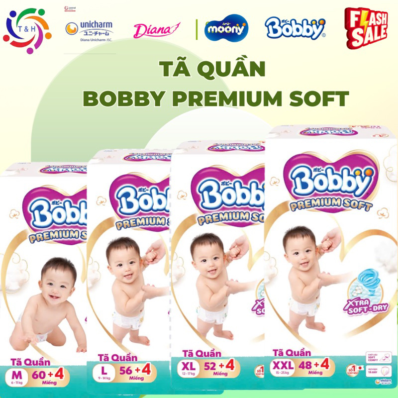 Bỉm Bobby Premium Soft đủ size M60/L56/XL52/XXL48 cộng miếng (Mẹ và bé ...