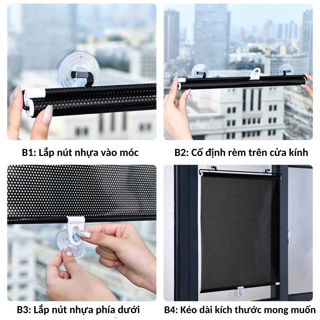 RÈM CHẮN NẮNG LẮP ĐẶT DỄ DÀNG - Rèm Cuộn Gọn Cách Nhiệt Ô Tô & Nhà Ở,Rèm Chống Tia Uv Giữ Không Gian Thoáng Mát