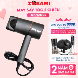 giảm 80% Máy sấy tóc Zokami chính hãng có ion âm bảo vệ tóc, sấy nóng lạnh công suất 2800W Bh 12 tháng