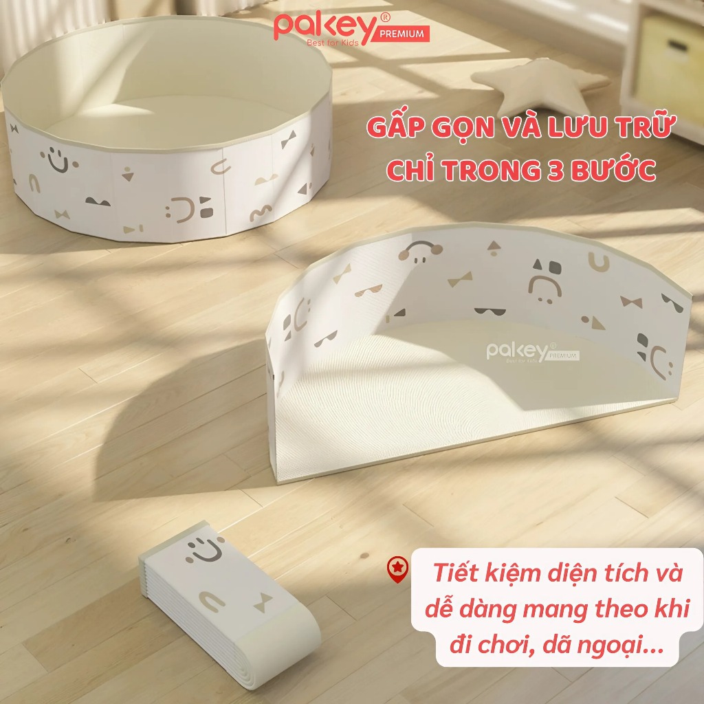 Ảnh Bể Bóng Vải PAKEY Gấp Gọn Tiện Lợi Cho Bé, Bể Chơi Cát, Hạt Muồng Họa Tiết Phong Cách Hàn Quốc Sang Trọng 3