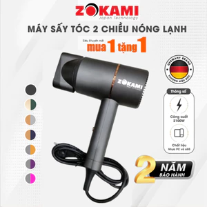 Máy sấy tóc Zokami chính hãng có ion âm bảo vệ tóc, sấy nóng lạnh công suất lớn 2800W bảo hành 12 tháng