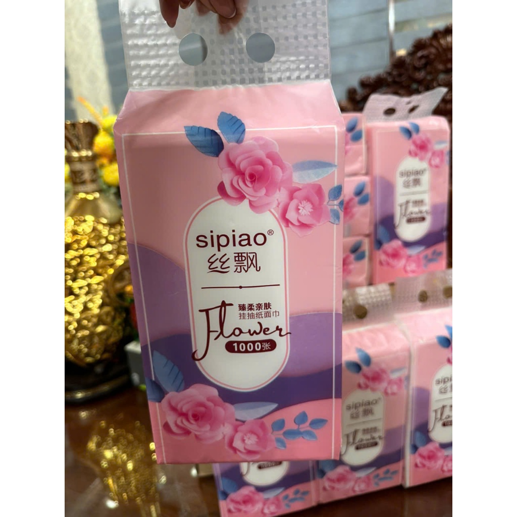 Thùng 6 Bịch Giấy Treo SIPIAO Hoa Tím 1280 Tờ Nội Địa Trung, Giấy Rút Đa Năng 4 Lớp Chính Hãng FACE MASK. STORE