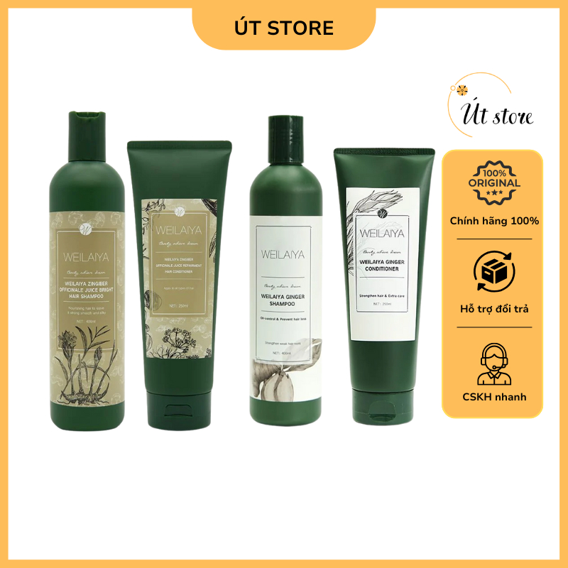 Combo Dầu Gội Xả Gừng Weilaiya Hạn Chế Rụng Tóc, Kích Thích Mọc 400ml, 250ml