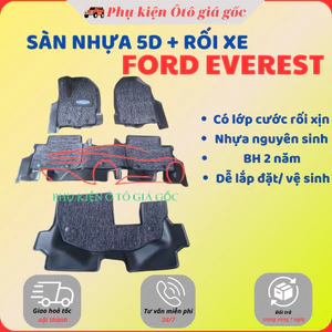 Thảm lót sàn NHỰA 5D TRÀN VIỀN xe Ford Everest 2017 - 2025 Thảm NHỰA TPE 5D đúc nguyên khối theo xe - 3 hàng