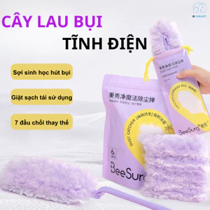 Chổi Quét Trần Phủi Bụi Lông Tóc, Nội Thất Ô Tô, Cây Lau Bụi Tĩnh Điện Hút Bụi Đa Năng Kèm 6 Đầu Chổi Thay Thế TULY