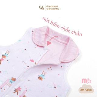 M&B (3-24M) Áo khoác gile 2 lớp chất vải cotton, thấm hút, thoải mái giữ ấm, phong cách Hàn Quốc cho bé từ 5kg7 - 13kg6