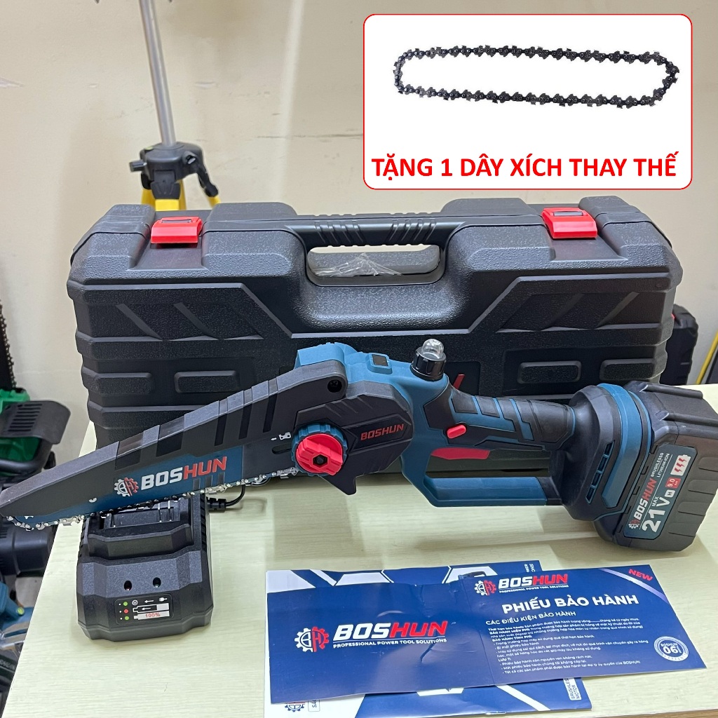 [TẶNG XÍCH THAY THẾ] Máy Cưa Xích Dùng Pin BOSHUN BS-CS08, Không chổi ...