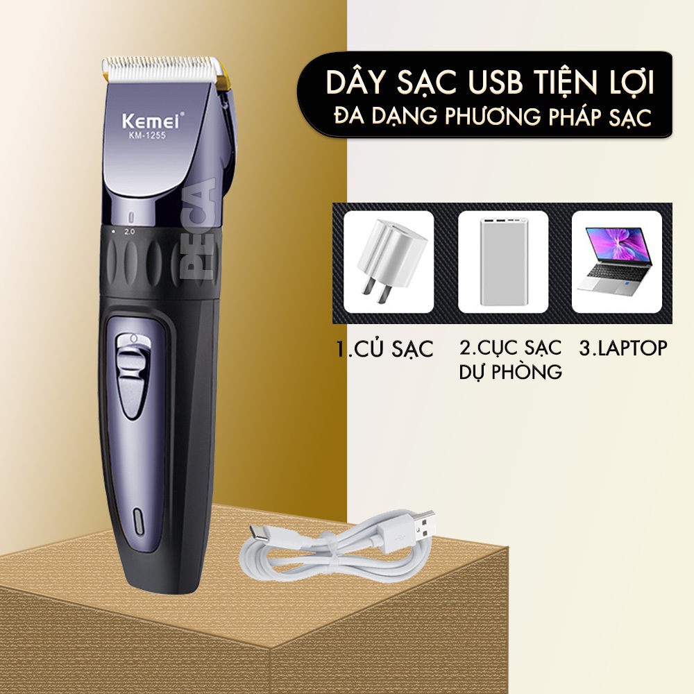 Ảnh Tông đơ cắt tóc không dây Kemei KM-1255 dùng cho cá nhân và gia đình - Hàng chính hãng 2