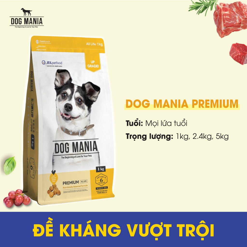 5KG DOG MANIA PREMIUM - Thức ăn hạt khô cho chó mọi lứa tuổi
