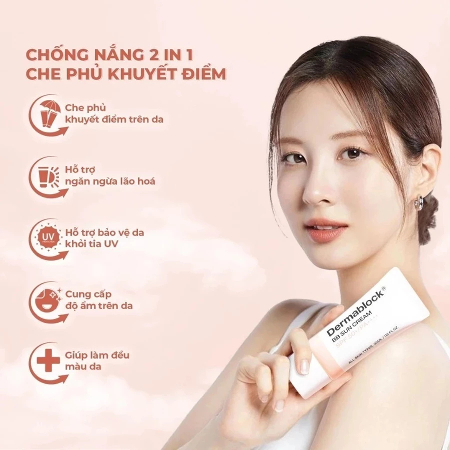 Ảnh Kem Chống Nắng Dermablock SPF50+ PA++++ 35ml  / Combo 1 Mask BNBG + Kem Chống Nắng Derma block - Từ Hảo 2