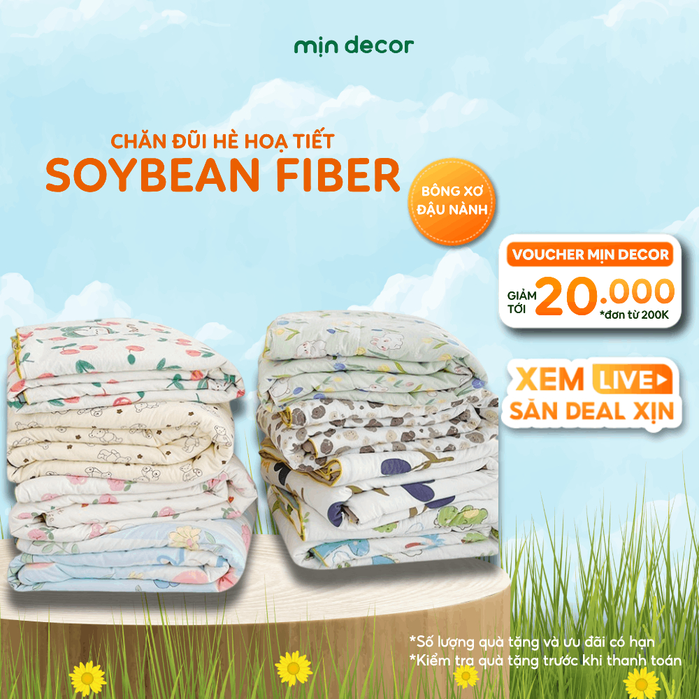 Ảnh Chăn Hè Đũi Xơ Đậu Nành Mịn Decor, Mền Hè Chần Bông Mỏng Mát Mềm 2mx2m2 Dùng Quanh Năm 1