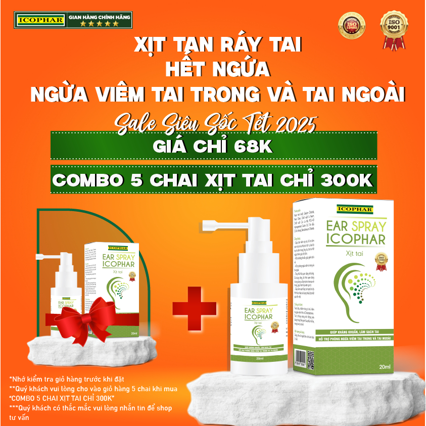 [12/2026] Xịt tai EAR SPRAY ICOPHAR - làm mềm ráy tai, giảm ngứa tai ...