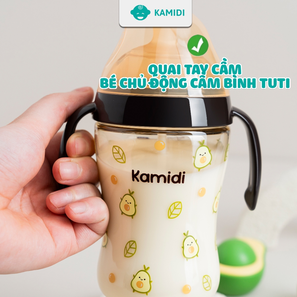 Ảnh Bình Sữa Kamidi Chất Liệu PPSU Họa Tiết Bơ Dung Tích 210ml/300ml 4