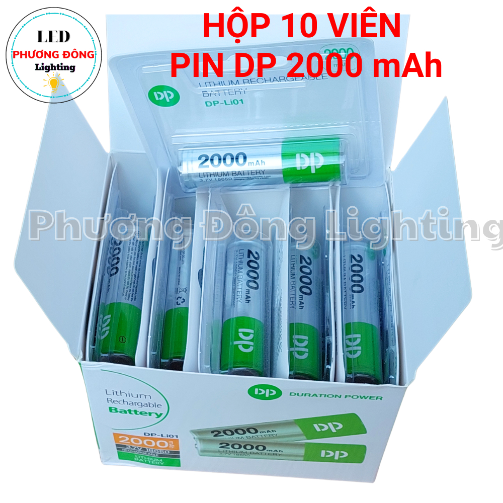 HÀNG CHÍNH HÃNG Hộp 10 Viên Pin DP 18650 2000mAh Chính Hãng Cao Cấp ( Đầu Nhọn )