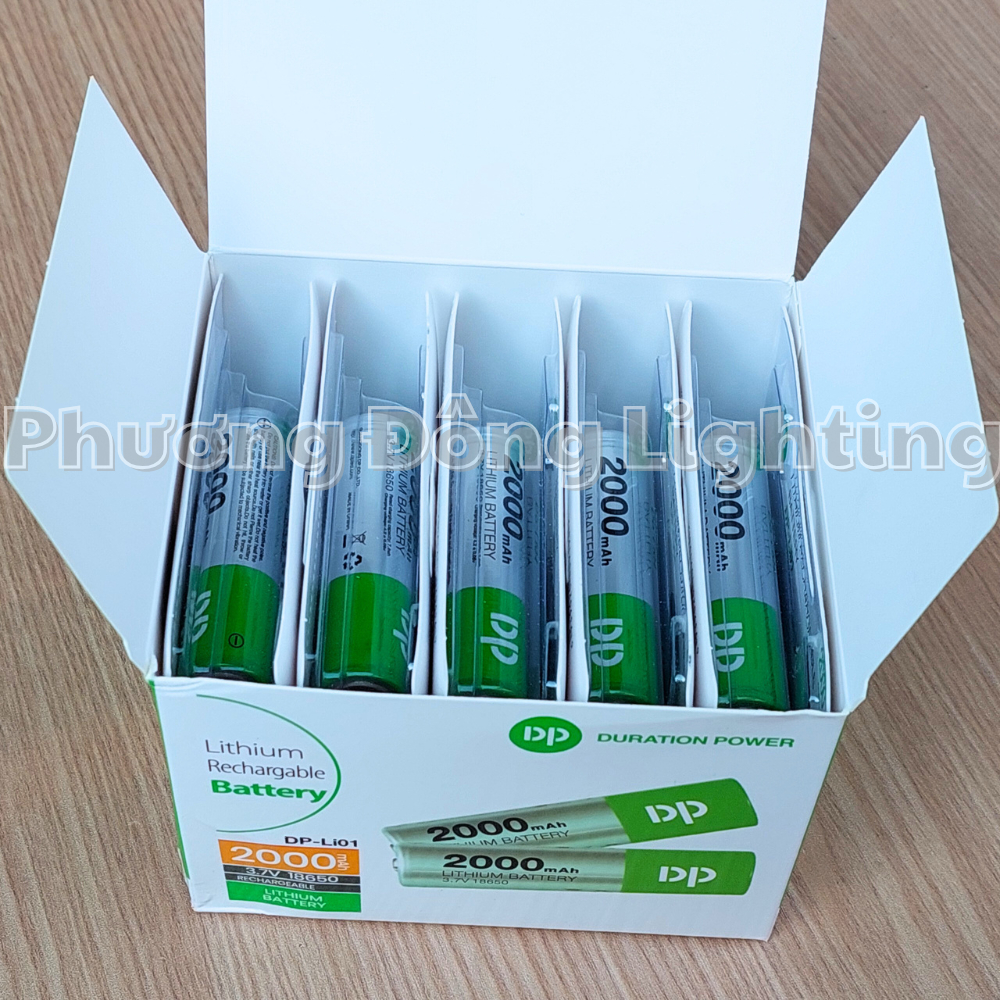 HÀNG CHÍNH HÃNG Hộp 10 Viên Pin DP 18650 2000mAh Chính Hãng Cao Cấp ( Đầu Nhọn )