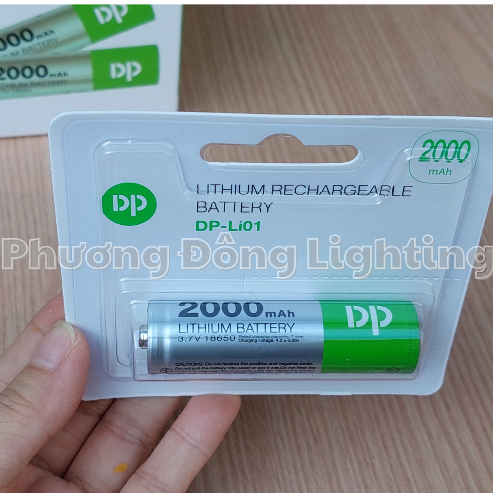 HÀNG CHÍNH HÃNG Hộp 10 Viên Pin DP 18650 2000mAh Chính Hãng Cao Cấp ( Đầu Nhọn )