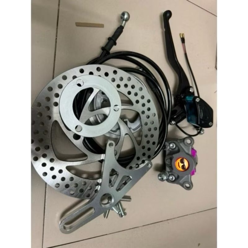 (tặng dầu) combo phanh đĩa sau xe điện kèm tay phanh bình dầu liền gắn mọi dòng xe (tặng kèm ốc, long đen)