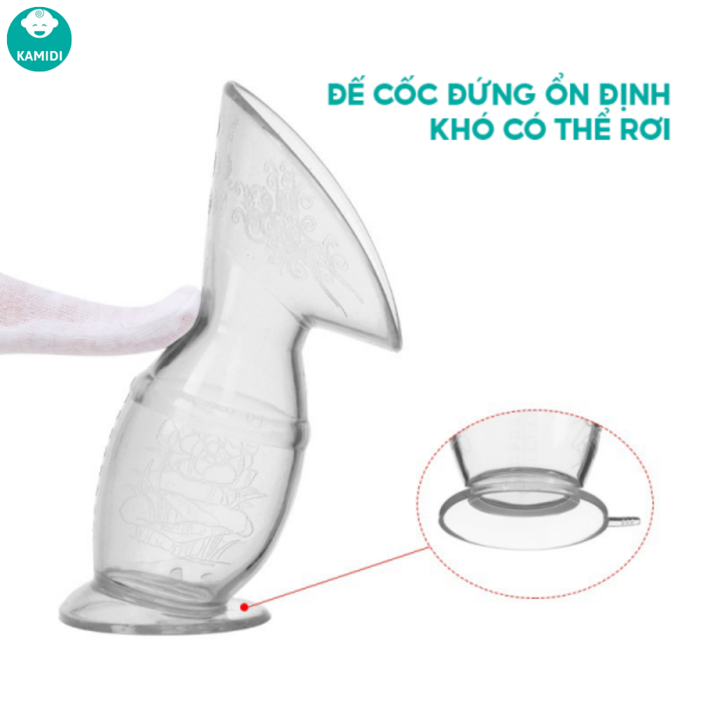 [HỎA TỐC HCM] Cốc Hứng Sữa Kamid Silicone Cao Cấp Hút Sữa Rảnh Tay Cho Mẹ Dung Tích 90ml Dành Cho Bé Ti Bình Sữa