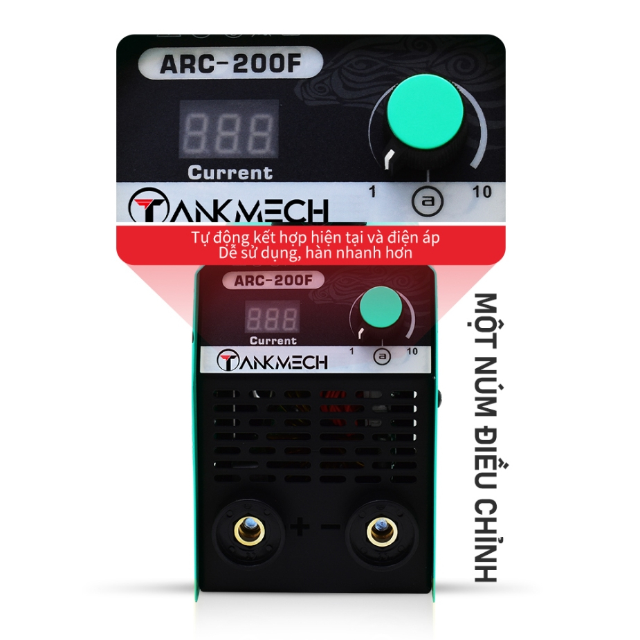 Máy hàn điện tử TANKMECH ARC-200F Chính hãng tặng kèm mặt nạ hàng cao cấp Bảo hành 12 tháng kéo que 3.2