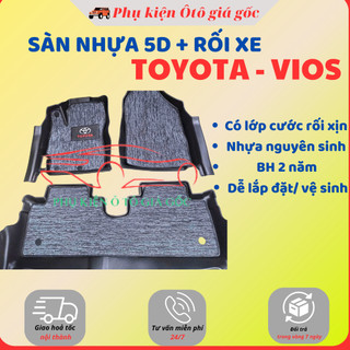 Thảm lót sàn NHỰA 5D TRÀN VIỀN xe Toyota Vios 2019 - 2022, 2023, 2024, 2025 NHỰA TPE 5D đúc nguyên khối - 2 HÀNG