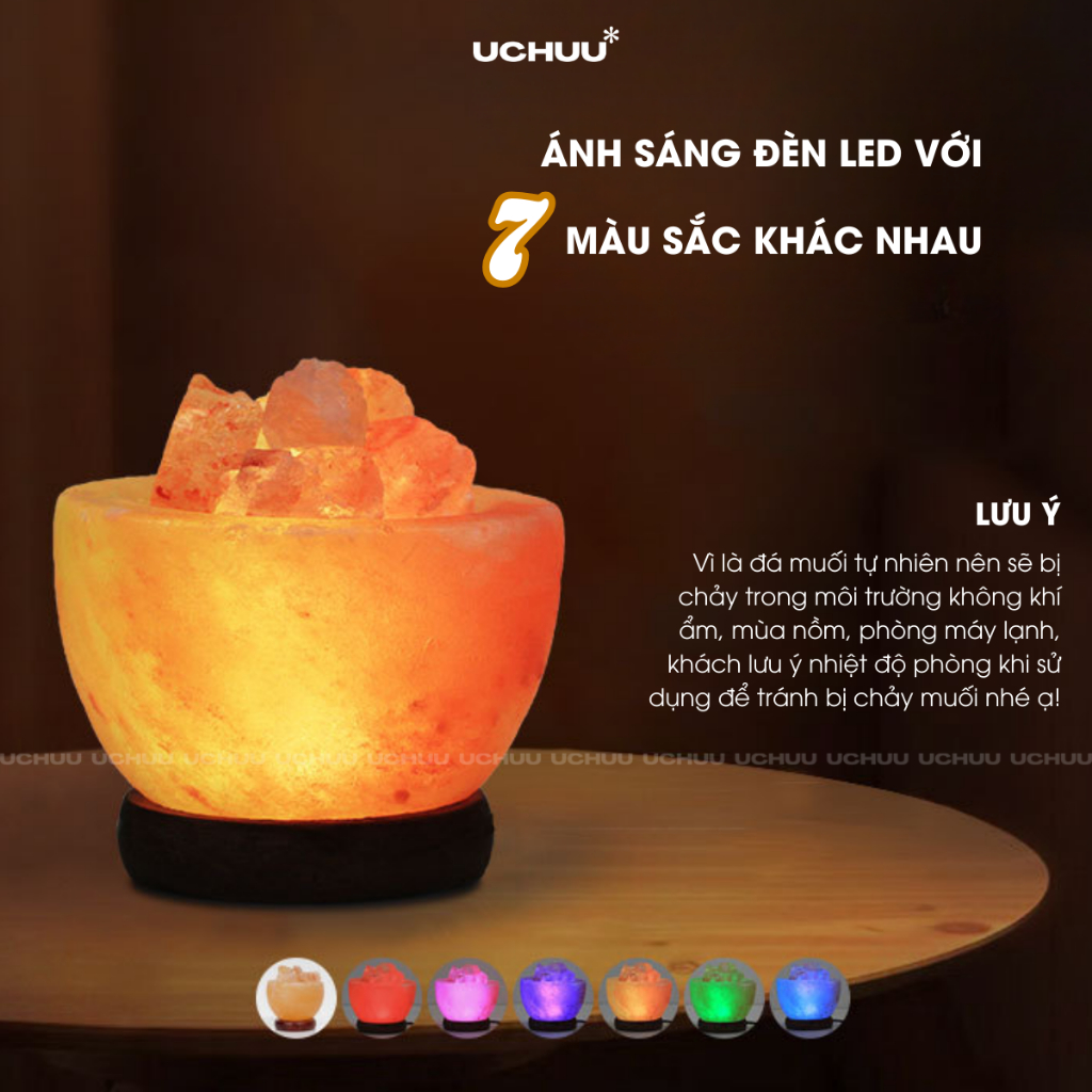 Đèn Đá Muối UCHUU Đèn Muối Hồng Himalaya Cải Thiện Giấc Ngủ Làm Sạch Không Khí Trang Trí Decor | BigBuy360 - bigbuy360.vn