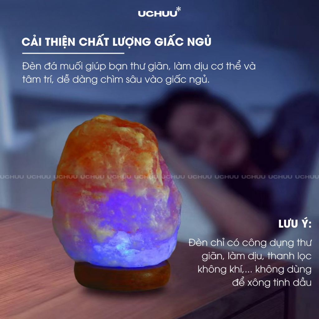 Đèn Đá Muối UCHUU Đèn Muối Hồng Himalaya Cải Thiện Giấc Ngủ Làm Sạch Không Khí Trang Trí Decor | BigBuy360 - bigbuy360.vn