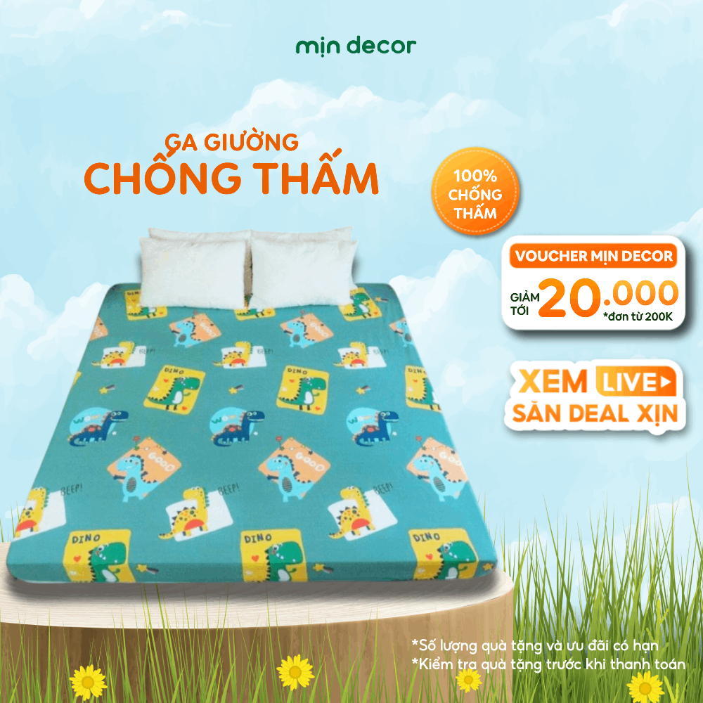 Ảnh Ga Chống Thấm Mịn Decor, Ga Chống Thấm Nước Bo Chun Đệm 10cm 1