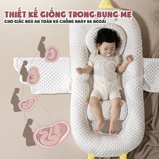 Nôi Nệm Cao Cấp Cho Bé Sơ Sinh, Đệm Ngủ Cho Bé Sơ Sinh Êm Ái Gồm Cả Bộ Chống Trào Từ 0 Đến 24 Tháng