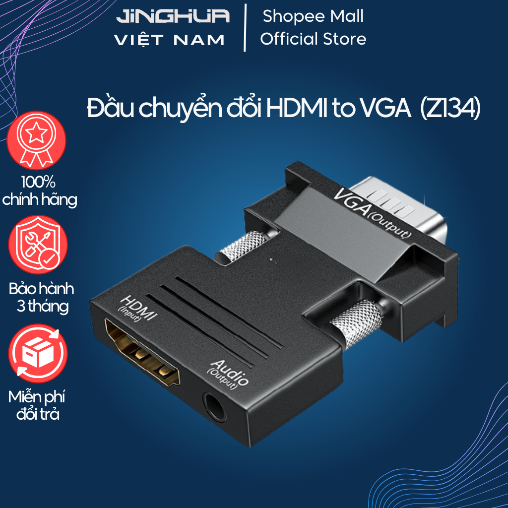 Đầu Chuyển Đổi HDMI To VGA JINGHUA Z134 Tích Hợp Cổng Âm Thanh, Tương ...