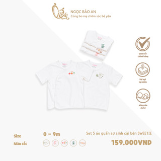 M&B (0-9M) Set 5 áo/quần sơ sinh cài bên tay dài/ tay ngắn chất liệu cotton mềm mịn, thoáng mát cho bé trai, bé gái