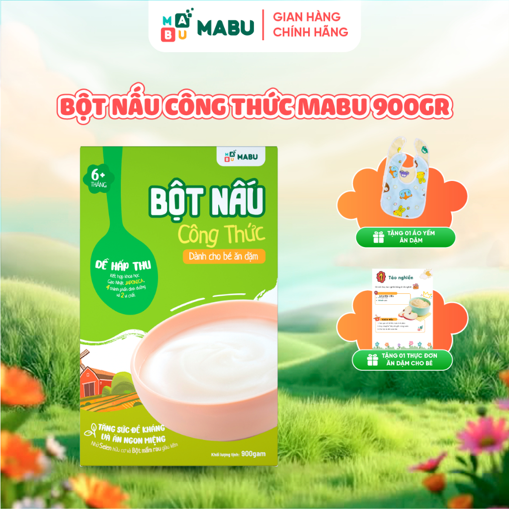 Ảnh Bột nấu Mabu 900gr Công Thức Khoa Học Vượt Trội dinh dưỡng toàn diện cho bé từ 6th tuổi ăn dặm 1