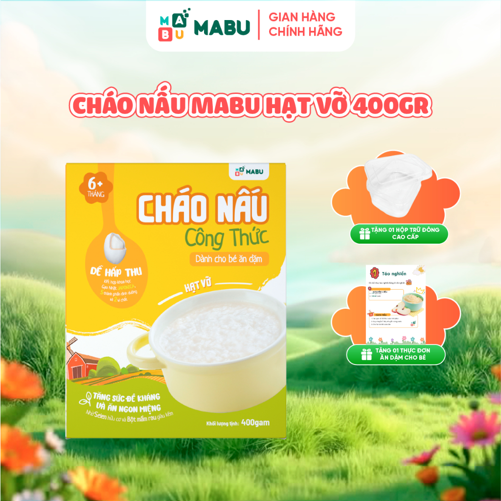 Ảnh Cháo nấu Mabu hạt vỡ 400gr Công Thức Khoa Học Vượt Trội Cho Bé từ 8th tuổi ăn dặm dinh dưỡng 1