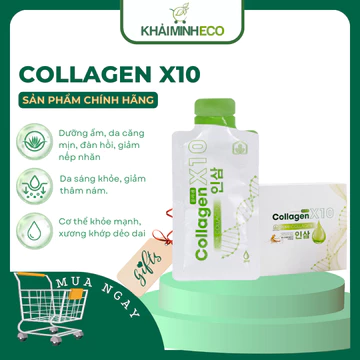 Collagen X10 Thuỷ Phân Từ Hồng Sâm Hàn Quốc - Hộp 20 gói, 2000mg Collagen mỗi gói, Mờ nám, sáng da