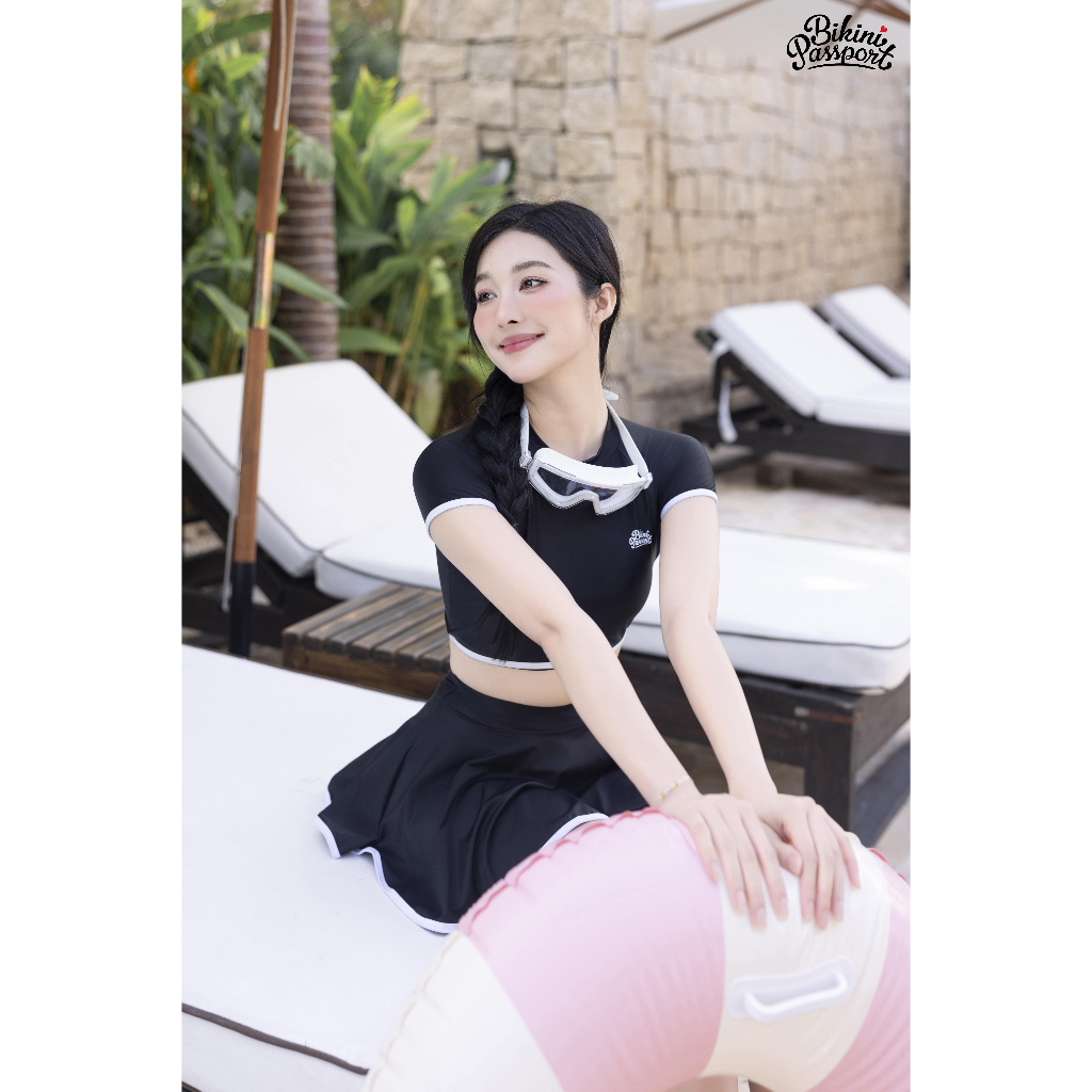 Ảnh Đồ bơi NỮ BIKINI PASSPORT Hai mảnh LC dạng váy, áo tay ngắn có logo - màu Đen - BS1012_BL 3