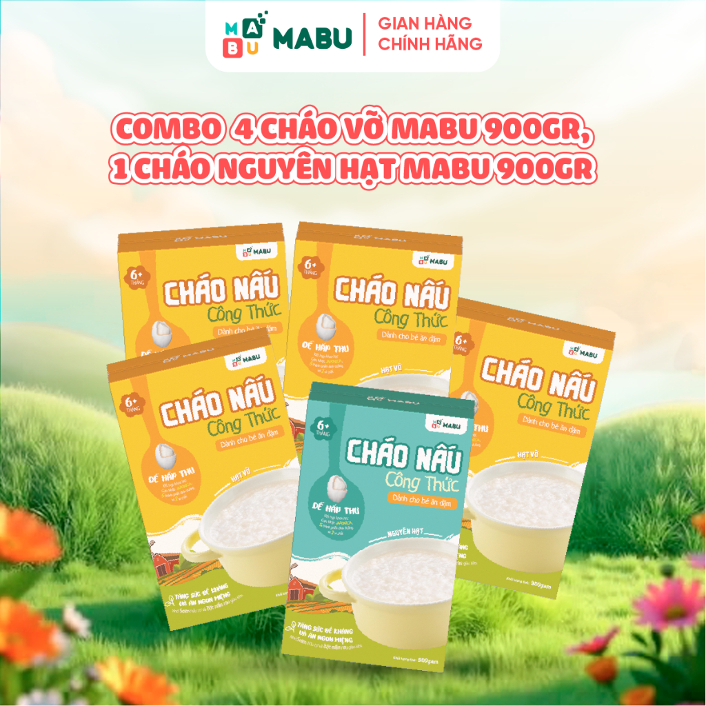 Ảnh Combo ăn dặm Mabu tăng thô cho bé từ 8th(4cháovỡ 900g+1cháonguyên 900g)dinh dưỡng,khoa học,vượt trội 1