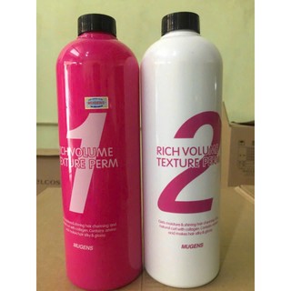 Uốn thảo dược mugens uốn nóng  và uốn lạnh (Hàn Quốc) mugens rich volume texture perm 2 x 1000ml