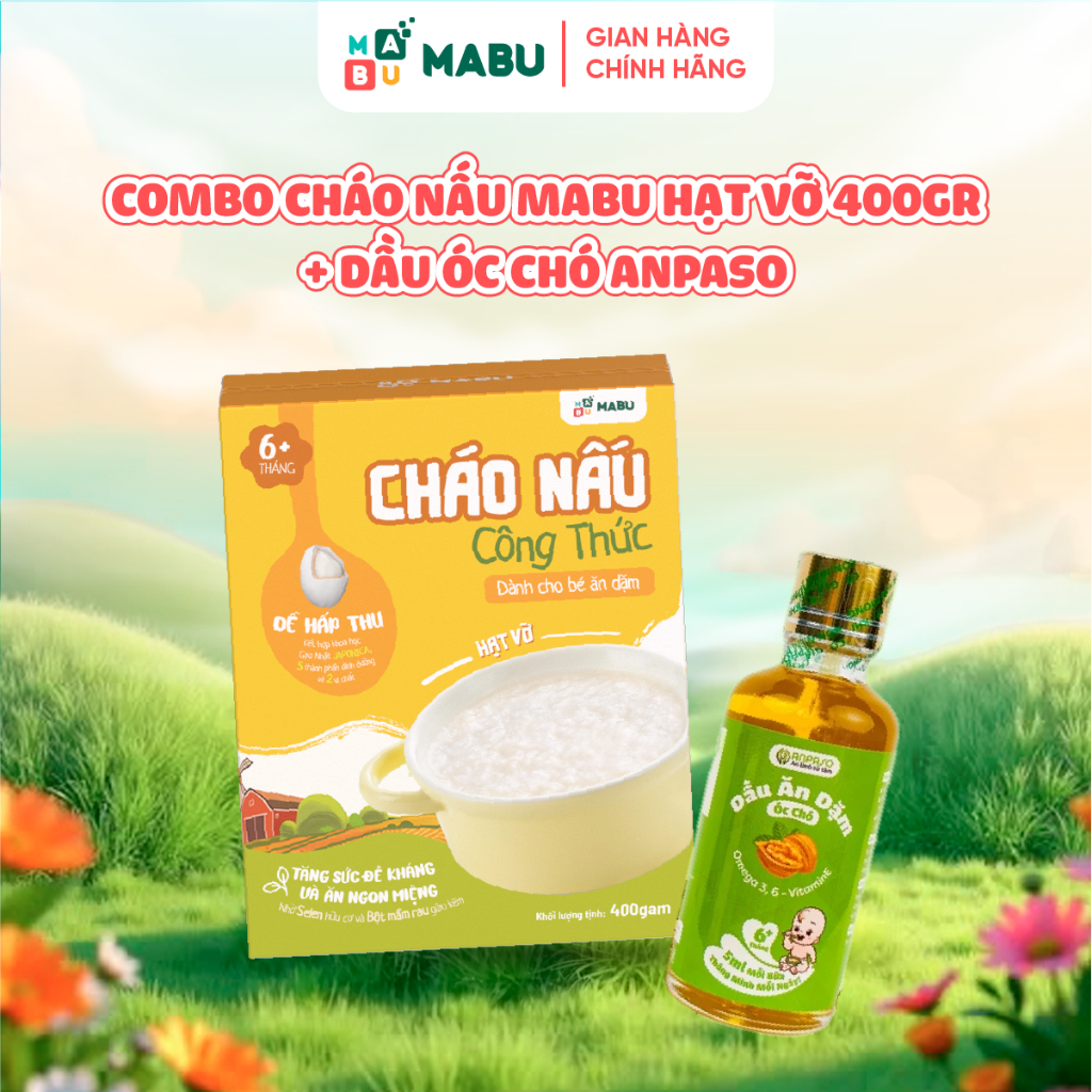 Ảnh Combo Cháo Hạt Vỡ Công Thức Mabu và Dầu Óc Chó Anpaso – Bổ Sung Dinh Dưỡng Tăng Trí Não  cho bé từ 8 tháng tuổi 1