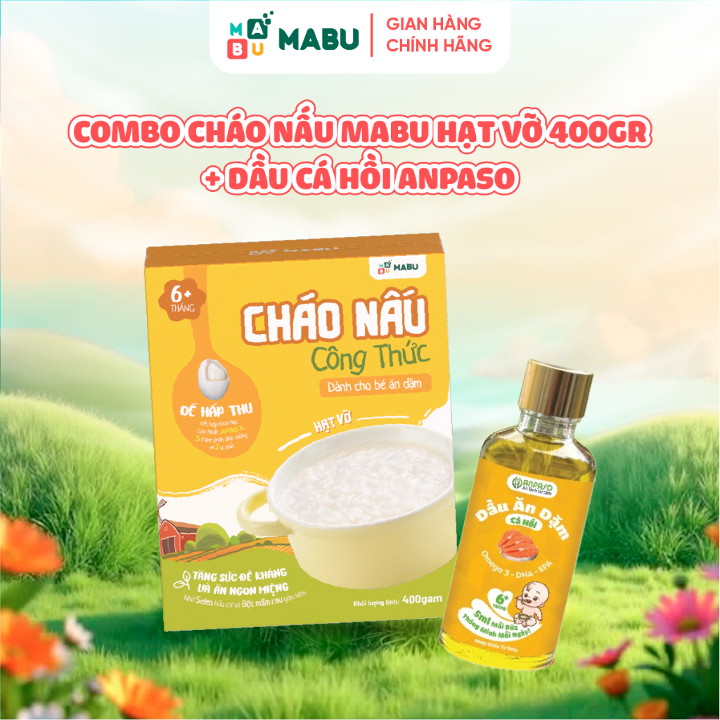 Ảnh Combo Cháo Hạt Vỡ Công Thức Mabu và Dầu Cá Hồi Anpaso – Bổ Sung DHA Cho Thị Giác & Trí Tuệ cho bé từ 8 tháng tuổi 1