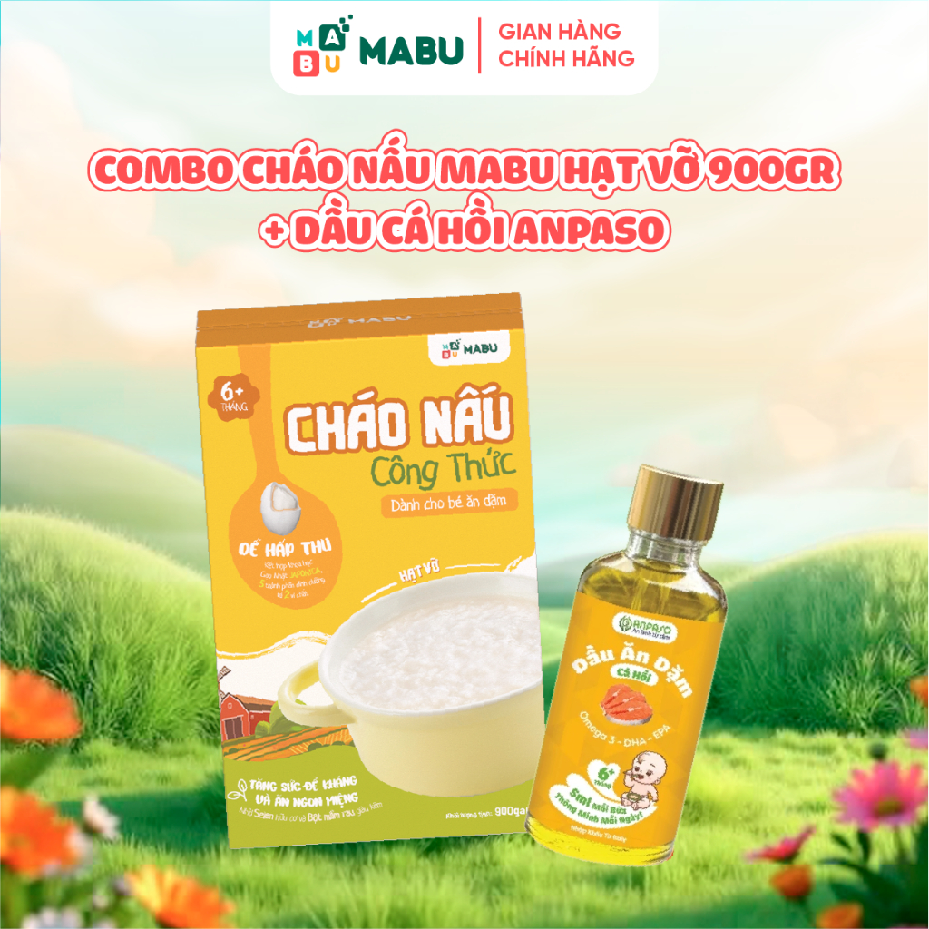 Ảnh Combo Cháo Hạt Vỡ Công Thức Mabu và Dầu Cá Hồi Anpaso – Bổ Sung DHA Cho Thị Giác & Trí Tuệ cho bé từ 8 tháng tuổi 2